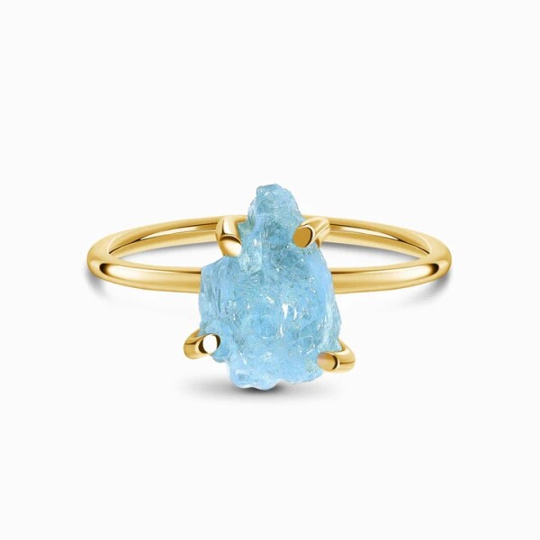 Royal Fashion prsten 14k zlato Vermeil GU-DR15849R-YELLOWGOLD-AQUAMARINE Velikost: 8 (EU: 57-58)