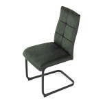 Židle jídelní, zelený samet, černá pohupová podnož
