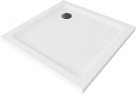 MEXEN/S - Flat sprchová vanička čtvercová slim 100 x 100, bílá + černý sifon 40101010B