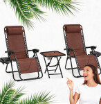 Sada 2 polohovacích zahradních židlí se stolem - hnědá