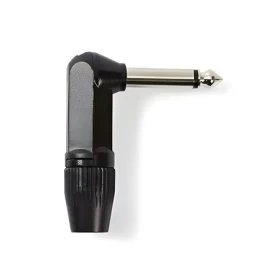 Nedis Konektor jack 6.35 mm úhlový zástrčka černá / Konektor / Pájecí / Poniklovaný / Hliník (COTP23902BK)