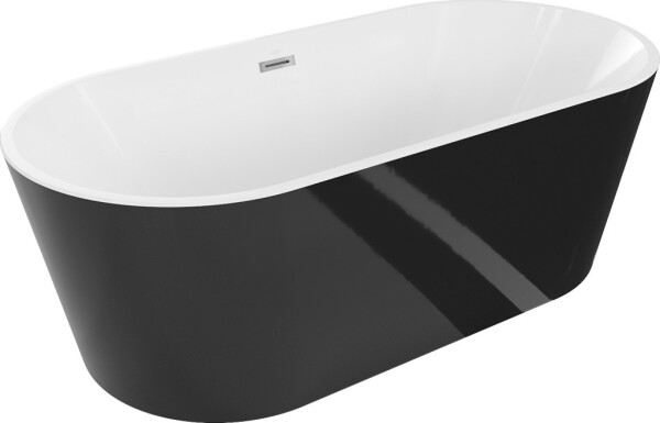 MEXEN - Luna vana volně stojící 180x80, bílá/černá, bez krytky přepadu a zátky 52031808075-SS