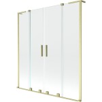 MEXEN/S - Velar L Duo dvoukřídlá posuvná vanová zástěna 160 x 150, transparent, zlatá kartáčovaná 896-160-003-02-55