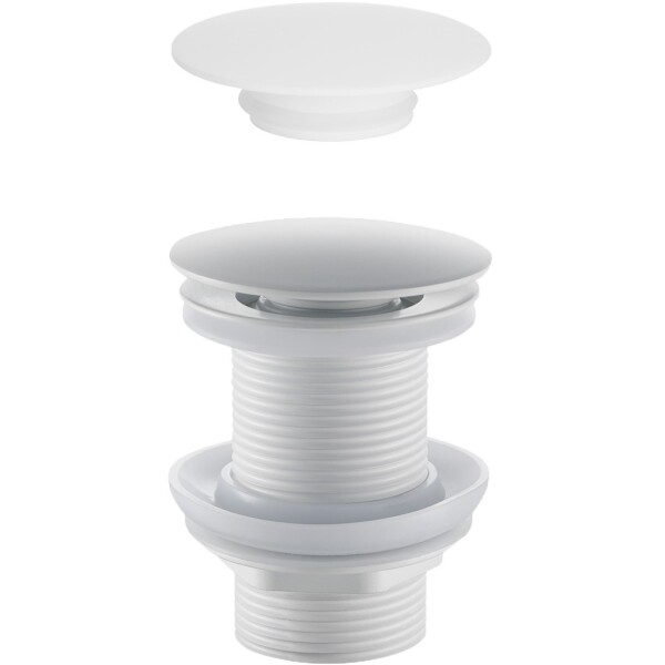 CERANO Umyvadlová výpusť - 5/4“ click-clack bez přepadu + kryt z litého mramoru - 10/60mm - bílá matná