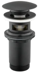 JB Sanitary Umyvadlová výpusť 5/4" s přepadem, velká zátka, ČERNÉ provedení VK08