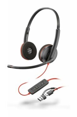 Poly Blackwire 3220 černá / Náhlavní souprava / mikrofon / dvě sluchátka / USB-C/A (8X2J9A6)
