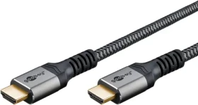 Goobay Plus 64998 šedá, 15 m / HDMI kabel / s Ethernetem / 4K 60Hz / 18 Gbit/s / pozlacené konektory (64998)