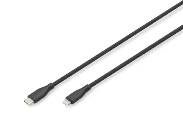 Digitus černá / Nabíjecí a datový kabel / USB-A - Lightning / MFI / 0,5 m / 60 W (AK-600110-005-S)