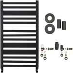 CERANO Koupelnový radiátorový set Enrico - ústřední vytápění - boční připojení - 467W - černá matná - 970x550 mm