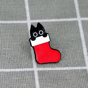 Pinarna.cz Černá kočka ve vánoční ponožce