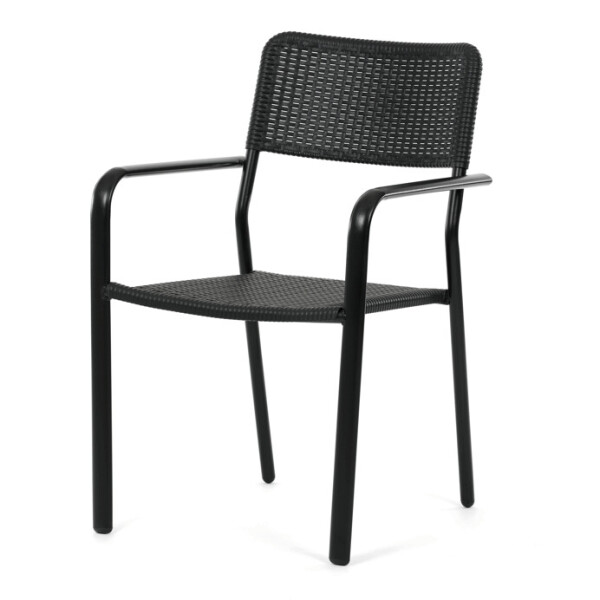 Zahradní židle, kov, plast, černá, AZC-H1021 BK
