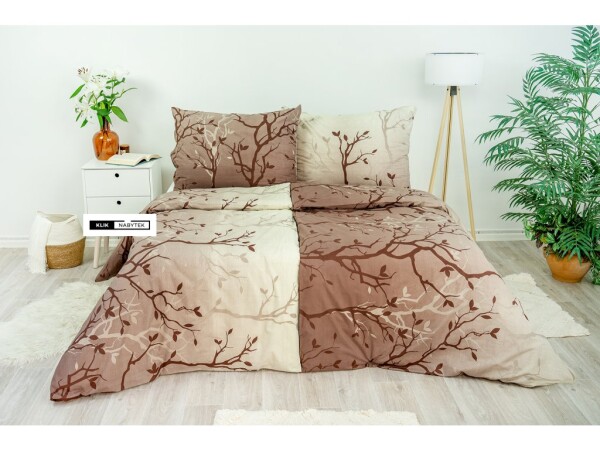 Stanex Ložní povlečení bavlněné Větvičky hnědé (LS232) ROZMĚR: 140x220 cm + polštář (90x70 cm)