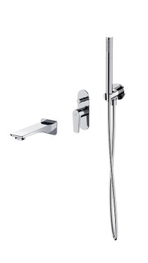 CERSANIT - Sada B730: podomítková vanová baterie + sprchová sada s napojením + výtok MODUO, chrom VIR S952-040
