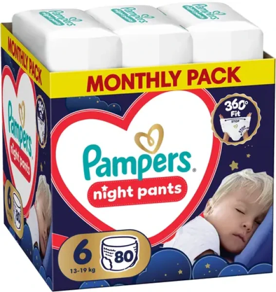 Pampers Night Pants 13-19 kg (80 ks) / Noční plenkové kalhotky / velikost 6 (13-19 kg)