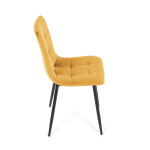 Židle jídelní, žlutá sametová látka, nohy černý kov