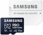 SAMSUNG Micro SDXC PRO Ultimate 512GB + SD adaptér / UHS-1 / Class 10 / U3 / Čtení: 200MBps / Zápis: 130MBps (MB-MY512SA/WW)