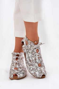 Vzorované Kožené Kotníkové Boty Maciejka 03426-46 Bílá-Bežová 36