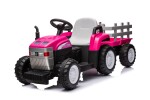 Mamido Dětský elektrický traktor s vlečkou Farm 24V 2x45W EVA kola růžový