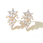 Stříbrné náušnice Swarovski Elements Daira Gold, Bílá/čirá
