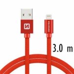 Swissten kabel Textile USB/LIGH 3,0m, červená