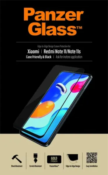 PanzerGlass Tvrzené sklo Case Friendly pro Xiaomi Redmi Note 12S/11S/11 černá (8058)