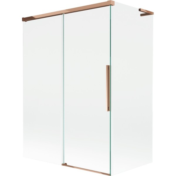 MEXEN/S - Rox L vanová zástěna 2-křídlová posuvná 120 + 70 x 150, transparent, růžové zlato 8C9L-120-070-60-00