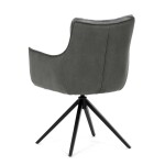 Židle jídelní, šedá látka, 360° vratný mechanismus, černý kov