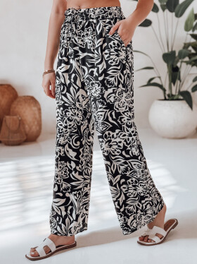 Dámské kalhoty ze široké látky TROPICAL SUN černé FashionStreet UY2634 XL