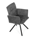 Židle jídelní, šedá látka, černý kov, otočný mechanismus 90°/90° (L/P) - funkce reset