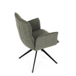 Židle jídelní, zelená látka, 360° vratný mechanismus, černý kov