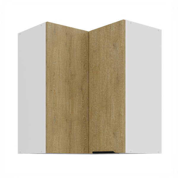 Horní rohová skříňka Cremona 60x60 GN-72 2F (90°) Barva korpusu: Bílá, Barva dvířek: Dub Cremona