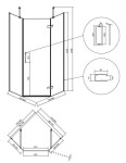 CERSANIT - Sada B774: kout JOTA pětiúhelník pravý, černý 80x80x195 + TAKO SLIM VIR S601-161