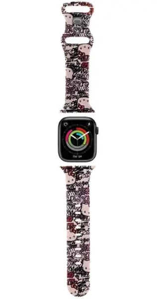 Hello Kitty Silicone Tags Graffiti růžová / Řemínek / Apple Watch 38/40/41 mm (HKAWMSDGPTP)