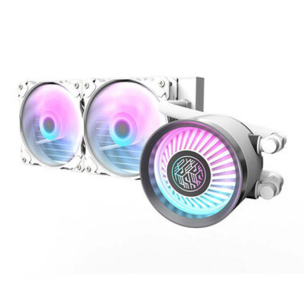 DarkFlash DN 240 bílá / AiO chladič CPU / 2x 120 mm / ARGB podsvícení / 800-1800 RPM / 30 dB / Intel + AMD (DN 240 White)