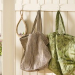 Ib Laursen Prošívaná bavlněná taška Mustard/Light pink thin stripes, oranžová barva, textil