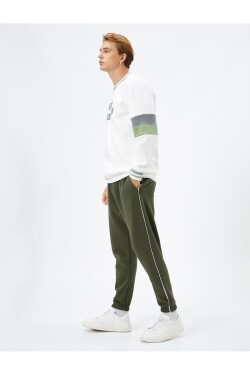 Koton Jogger Sweatpants with Lace-Up Waist, Pocket Stripe Print.