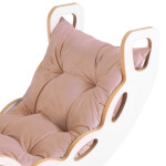 PLUSH NEST PLUSH NEST Dřevěné houpátko Mini 4v1 s lezeckou stěnou a skluzavkou a polštářem (béžový/zlatý samet), bílé dřevo