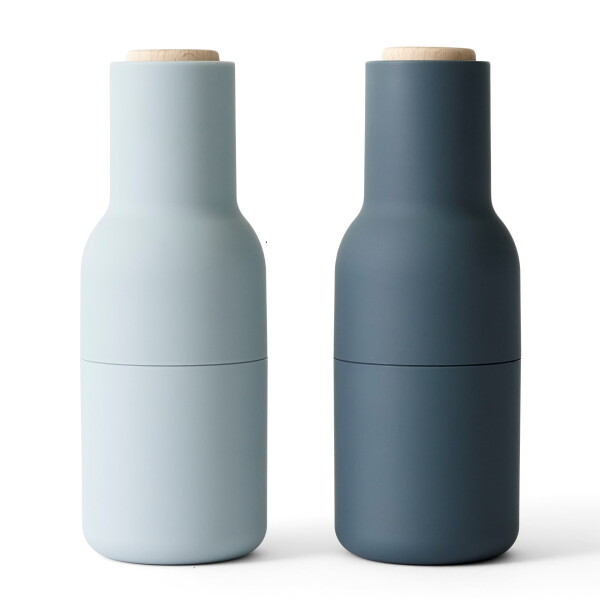 Audo Copenhagen Mlýnek na sůl a pepř Bottle Blues Beech - set 2 ks, modrá barva, dřevo, plast, keramika