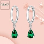 Stříbrné náušnice Swarovski Elements Dióna, stříbro 925/1000, Zelená