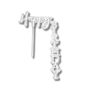 Dortisimo Zápich do dortu stříbrný Happy Birthday