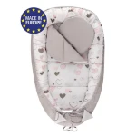Bomimi HAGI Hnízdečko s polštářkem soft, SRDÍČKA šedá (BO2312GRY034)