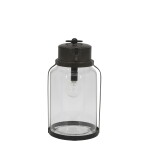 Chic Antique Svítící LED lucerna Antique Coal 23,5 cm, černá barva, čirá barva, sklo, kov