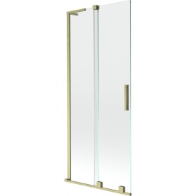 MEXEN/S - Velar L dvoukřídlá posuvná vanová zástěna 80 x 150, transparent, zlatá kartáčovaná 896-080-003-01-55