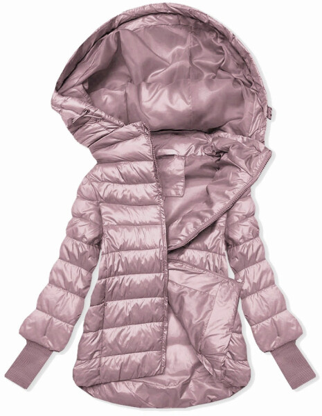 Krátká růžová dámská bunda s úpletovými stahovacími lemy (P22/P3-6636/P3-6023-52) odstíny růžové 52