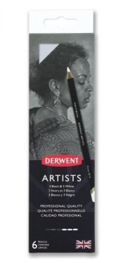 Derwent, 2302342, Artists Black & White, sada uměleckých pastelek, 6 ks