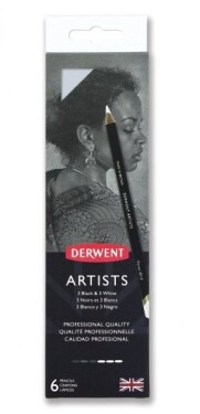 Derwent Derwent, 2302342, Artists Black & White, sada uměleckých pastelek, 6 ks