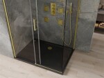 MEXEN/S - Omega sprchový kout 100x90, transparent, zlatá + černá vanička se sifonem 825-100-090-50-00-4070G