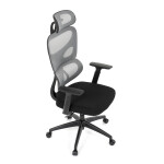 Kancelářská židle, šedá síťovina, černý plast, kolečka na tvrdé podlahy