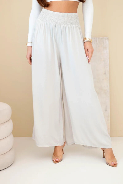 Dámské viskózové kalhoty s elastickým pasem béžové UNI