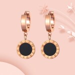 Ocelové náušnice Amanda Gold Black - římské číslice, Zlatá